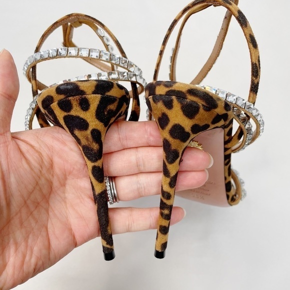 Aquazzura So Vera 105 Crystal Embellished Leopard Heels - Picture 5 of 9
